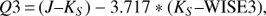 $$Q3 = (J - {K_S}) - 3.717*({K_S} - {\rm{WISE}}3),$$