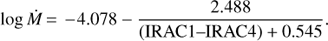 $$log\dot{M}=-4.078-\frac{2.488}{({\text IRAC1}-{\text IRAC4})+0.545}.$$