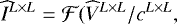 \begin{equation*} \widehat{I}^{L \times L} = \mathcal{F}(\widehat{V}^{L \times L} / c^{L \times L},\end{equation*}