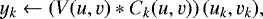 \begin{equation*} y_k \gets \left( V(u,v) \ast C_{k}(u,v) \right)(u_k,v_k),\end{equation*}