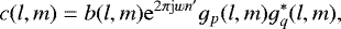 \begin{equation*} c(l,m) = b(l,m) {\rm{e}}^{2\pi \mathrm{j} w n&#x0027;} g_p(l,m) g_q^{*}(l,m), \end{equation*}