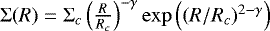 ${\mathrm \Sigma}(R) = {\mathrm \Sigma} _c \left(\frac{R}{R_c}\right)^{-\gamma} \exp \left( (R/R_c)^{2-\gamma}\right)$