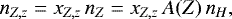 \begin{equation*} n_{Z,z}=x_{Z,z}\,n_{Z}=x_{Z,z}\,A(Z)\,n_{H}, \end{equation*}
