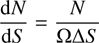 $$ \frac{\mathrm dN}{\mathrm dS}=\frac N{\mathrm\Omega\delta S} $$