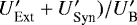 $ U^{\prime}_{\textrm{Ext}}&#x002B;U^{\prime}_{\textrm{Syn}})/U^{\prime}_{\textrm{B}}$