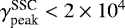 $\gamma^{\textrm{SSC}}_{\textrm{peak}}< 2 \times 10 ^4$