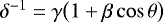 $\delta^{-1}= \gamma \big( 1 &#x002B; \beta \cos \theta \big)$