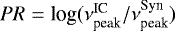$PR=\textrm{log}(\nu^{\textrm{IC}}_{\textrm{peak}}/\nu^{\textrm{Syn}}_{\textrm{peak}})$