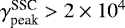 $\gamma^{\textrm{SSC}}_{\textrm{peak}} > 2 \times 10^{4}$