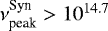 $\nu^{\textrm{Syn}}_{\textrm{peak}}> 10^{14.7}$