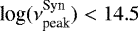 $\textrm{log}(\nu_{\textrm{peak}}^{\textrm{Syn}}) < 14.5$