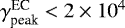 $\gamma^{\textrm{EC}}_{\textrm{peak}}< 2 \times 10 ^4$