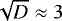 ${\sqrt{D}\approx3}$