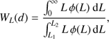 $$ W_L{(d)}=\frac{\int_0^\infty L\varphi{(L)\mathrm dL}}{\int_{L_1}^{L_2}L\varphi{(L)\mathrm dL}}, $$