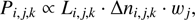 $$ P_{i,j,k}\propto L_{i,j,k}·\mathrm\Delta n_{i,j,k}·w_j, $$