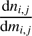 $ \frac{\mathrm dn_{i,j}}{\mathrm dm_{i,j}} $