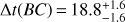 $\Delta t(BC) = 18.8_{ - 1.6}^{ + 1.6}$