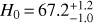 ${H_0} = 67.2_{^{ - 1.0}}^{ + 1.2}$