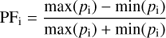 $\text{PF}_\text{i}=\frac{\max(p_\text{i})-\min(p_\text{i})}{\max(p_\text{i})+\min(p_\text{i})}$