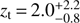 $ z_\text{t}=2.0_{-0.8}^{+2.2}$