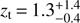 $ z_\text{t}=1.3_{-0.4}^{+1.4} $