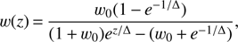 $$ w{(z)}=\frac{w_0{(1-e^{-1/\mathrm\Delta})}}{(1+w_0)e^{z/\mathrm\Delta}+{(w_0+e^{-1/\mathrm\Delta})}}, $$