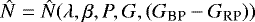 $\hat{N}=\hat{N}(\lambda,\beta,P,G,(G_{\textrm{BP}}-G_{\textrm{RP}}))$