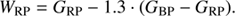 $$ W_\text{RP}=G_\text{RP}-1.3\cdot{(G_\text{BP}-G_\text{RP})}. $$