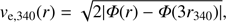 $$ v_{\mathrm e,340}{(r)}=\sqrt{2\vert\varPhi(r)\vert-\mathrm\varPhi{(3r_{340})\vert}}, $$