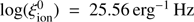 ${\rm log}{(\xi_\text{ion}^0)}=25.56\text{erg}^{-1}\text{Hz} $