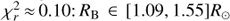 $ \chi_r^2\approx0.10:R_\mathrm B\in{\lbrack1.09,1.55\rbrack}R_\odot $