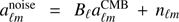$a^{\rm noise}_{\ell m}= B_{\ell}a^{\rm CMB}_{\ell m}+n_{\ell m}$