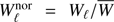 $W^{\rm nor}_{\ell}=W_{\ell}/\overline{W}$