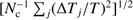 $ \textstyle{\left[ N_\mathrm c^{-1}{\mathrm\Sigma}_j{(\mathrm\Delta T_j/T)}^2\right]}^{1/2} $