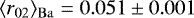 $\langle r_{02} \rangle_{\mathrm{Ba}} = 0.051 \pm 0.001$
