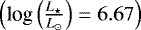 $\left(\textrm{log}\left(\frac{{{L}_{\star}}}{{{L}_{\odot}}}\right)=6.67\right)$