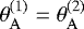 $\theta_{\rm{{A}}}^{(1)} = \theta_{\rm{{A}}}^{(2)}$