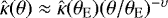 $\hat{\kappa}(\theta) \approx \hat{\kappa}(\theta_{\rm{{E}}}) (\theta/\theta_{\rm{{E}}})^{-\upsilon}$