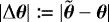 $|\mathrm{\Delta} \boldsymbol{\theta}| \coloneqq |\tilde{\boldsymbol{\theta}} - \boldsymbol{\theta}|$
