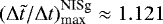 $(\mathrm{\Delta} \tilde{t}/\mathrm{\Delta} t)_{\text{max}}^{\textrm{NISg}} \approx 1.121$