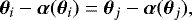 \begin{equation*} \boldsymbol{\theta}_i - \boldsymbol{\alpha}(\boldsymbol{\theta}_i) = \boldsymbol{\theta}_j - \boldsymbol{\alpha}(\boldsymbol{\theta}_j),\end{equation*}