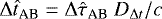 $\mathrm{\Delta} \hat{t}_{\text{{AB}}} = \mathrm{\Delta} \hat{\tau}_{\text{{AB}}}\ D_{\mathrm{\Delta} t}/c$