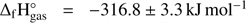 $ {\mathrm\Delta}_\mathrm f\mathrm H_\text{gas}^\circ=-316.8\pm3.3\text{kJ mol}^{-1} $