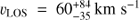 ${v_{{\text{LOS}}}} = 60_{ - 35}^{ + 84}\ {\text{km}}\ {{\text{s}}^{ - 1}}$