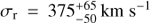 ${\sigma _{\text{r}}} = 375_{ - 50}^{ + 65}\ {\text{km}}\ {{\text{s}}^{ - 1}}$