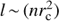 $l\sim (nr_{\text{c}}^2)$