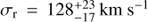 ${\sigma _{\text{r}}} = 128_{ - 17}^{ + 23}\ {\text{km}}\ {{\text{s}}^{ - 1}}$