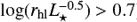 Mathematical equation: $ \log ({{\rm{r}}_{{\rm{hl}}}}L_ \star ^{{\rm{ - 0}}.{\rm{5}}}) > {\rm{0}}.{\rm{7}} $