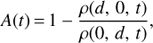 $ \begin{aligned} A(t)\,{=}\,1-\frac{\rho (d,\,0,\,t)}{\rho (0,\,d,\,t)}, \end{aligned} $