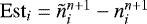 $\mathrm{Est}_i = \tilde{n}_i^{n&#x002B;1} - n_i^{n&#x002B;1}$